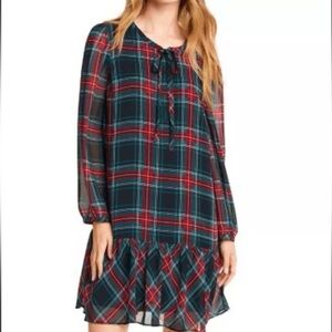 NWT DRAPER JAMES Flounce Shift Dress Size XXL Tie-Neck Puff Sleeve Lined